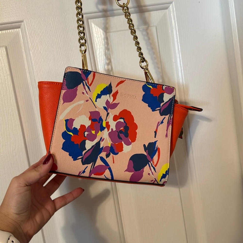 Floral Orange Side Long Strap Bag